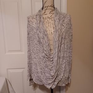 Long sleeve wrap top, showing chest.
